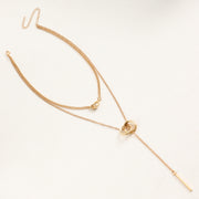 Trendy Double Circle Collarbone Chain Tassel Long Bar Pendant Necklace Sweater Chain Design Sense Necklace