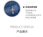 S925 Sterling Silver Cross Pendant Necklace for Women, European and American Style, Autumn and Winter Sweater Chain, Men's Light Luxury High-end Clavicle Chain Neck Chain