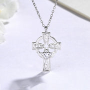 S925 Sterling Silver Cross Pendant Necklace for Women, European and American Style, Autumn and Winter Sweater Chain, Men's Light Luxury High-end Clavicle Chain Neck Chain