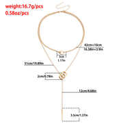 Trendy Double Circle Collarbone Chain Tassel Long Bar Pendant Necklace Sweater Chain Design Sense Necklace