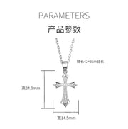 S925 Sterling Silver Cross Pendant Necklace for Women, European and American Style, Autumn and Winter Sweater Chain, Men's Light Luxury High-end Clavicle Chain Neck Chain