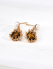 Lava Coral Series Tiger's Eye Earrings