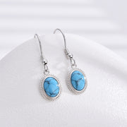 S925 Sterling Silver Turquoise Earrings for Women, Niche Retro European and American Fashion, Light Luxury, Elegant and High-end Feel, Ear Jewelry, Ear Drops