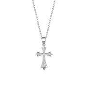 S925 Sterling Silver Cross Pendant Necklace for Women, European and American Style, Autumn and Winter Sweater Chain, Men's Light Luxury High-end Clavicle Chain Neck Chain