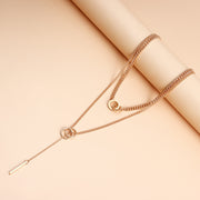Trendy Double Circle Collarbone Chain Tassel Long Bar Pendant Necklace Sweater Chain Design Sense Necklace