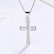 S925 Sterling Silver Cross Pendant Necklace for Women, European and American Style, Autumn and Winter Sweater Chain, Men's Light Luxury High-end Clavicle Chain Neck Chain