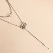 Trendy Double Circle Collarbone Chain Tassel Long Bar Pendant Necklace Sweater Chain Design Sense Necklace