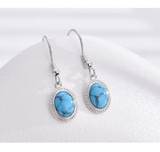 S925 Sterling Silver Turquoise Earrings for Women, Niche Retro European and American Fashion, Light Luxury, Elegant and High-end Feel, Ear Jewelry, Ear Drops