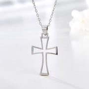 S925 Sterling Silver Cross Pendant Necklace for Women, European and American Style, Autumn and Winter Sweater Chain, Men's Light Luxury High-end Clavicle Chain Neck Chain