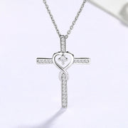 S925 Sterling Silver Cross Pendant Necklace for Women, European and American Style, Autumn and Winter Sweater Chain, Men's Light Luxury High-end Clavicle Chain Neck Chain