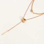 Trendy Double Circle Collarbone Chain Tassel Long Bar Pendant Necklace Sweater Chain Design Sense Necklace