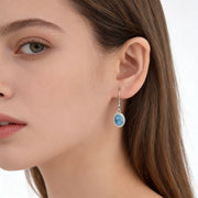 S925 Sterling Silver Turquoise Earrings for Women, Niche Retro European and American Fashion, Light Luxury, Elegant and High-end Feel, Ear Jewelry, Ear Drops