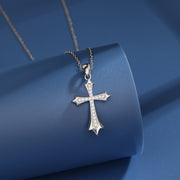 S925 Sterling Silver Cross Pendant Necklace for Women, European and American Style, Autumn and Winter Sweater Chain, Men's Light Luxury High-end Clavicle Chain Neck Chain