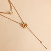 Trendy Double Circle Collarbone Chain Tassel Long Bar Pendant Necklace Sweater Chain Design Sense Necklace