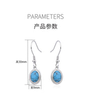 S925 Sterling Silver Turquoise Earrings for Women, Niche Retro European and American Fashion, Light Luxury, Elegant and High-end Feel, Ear Jewelry, Ear Drops