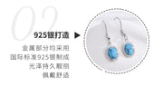 S925 Sterling Silver Turquoise Earrings for Women, Niche Retro European and American Fashion, Light Luxury, Elegant and High-end Feel, Ear Jewelry, Ear Drops