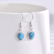 S925 Sterling Silver Turquoise Earrings for Women, Niche Retro European and American Fashion, Light Luxury, Elegant and High-end Feel, Ear Jewelry, Ear Drops