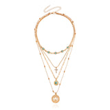 Fashion INS Multi-layer Small Hole Chain Hollow Flower Inlaid Diamond Cross Pendant Necklace for Women
