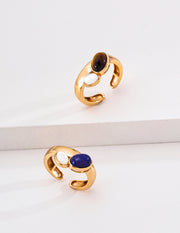 mayite Lapis Lazuli Tiger Eye Shell Ring – S925 Sterling Silver