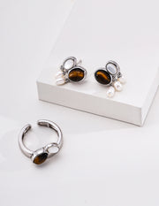 mayite Lapis Lazuli Tiger Eye Shell Ring – S925 Sterling Silver