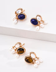 mayite Lapis Lazuli Tiger Eye Shell Ring – S925 Sterling Silver
