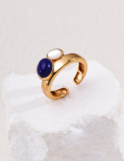 mayite Lapis Lazuli Tiger Eye Shell Ring – S925 Sterling Silver