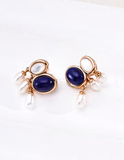 mayite Lapis Lazuli Tiger Eye Shell Pearl Earrings – S925 Sterling Silver