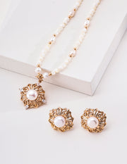 mayite Oriental Rococo Pearl Earrings – S925 Sterling Silver vintage-gold-plated