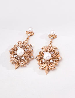 mayite Oriental Rococo Pearl Earrings – S925 Sterling Silver vintage-gold-plated