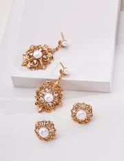 mayite Oriental Rococo Pearl Earrings – S925 Sterling Silver vintage-gold-plated