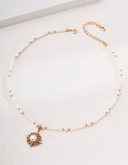 mayite Oriental Rococo Pearl Necklace – vintage-gold-plated S925 Sterling Silver