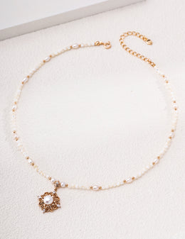 mayite Oriental Rococo Pearl Necklace – vintage-gold-plated S925 Sterling Silver