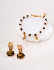 mayite Oriental Tiger Eye & Mother of Pearl Bracelet – S925 Sterling Silver