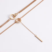 Trendy Double Circle Collarbone Chain Tassel Long Bar Pendant Necklace Sweater Chain Design Sense Necklace