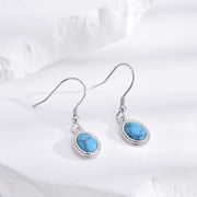S925 Sterling Silver Turquoise Earrings for Women, Niche Retro European and American Fashion, Light Luxury, Elegant and High-end Feel, Ear Jewelry, Ear Drops