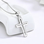 S925 Sterling Silver Cross Pendant Necklace for Women, European and American Style, Autumn and Winter Sweater Chain, Men's Light Luxury High-end Clavicle Chain Neck Chain