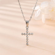 S925 Sterling Silver Cross Pendant Necklace for Women, European and American Style, Autumn and Winter Sweater Chain, Men's Light Luxury High-end Clavicle Chain Neck Chain
