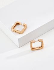 S925 Silver Tree Texture Earrings, Retro Gold & White Gold Plated Forest Inspired Minimalist Earrings