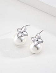 Golden Leaf Tiger's Eye & Natural Pearl Drop Earrings | S925 Silver | Vintage Statement Jewelry
