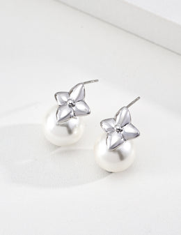Golden Leaf Tiger's Eye & Natural Pearl Drop Earrings | S925 Silver | Vintage Statement Jewelry