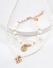 S925 Silver Natural Pearl Button Charm Bracelet