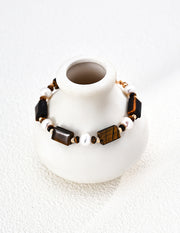 Mayite Tiger Eye Pearl Bracelet – Vintage Gold Old Money Style Gemstone Jewelry for Women