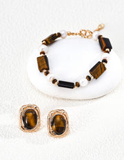 Mayite Tiger Eye Pearl Bracelet – Vintage Gold Old Money Style Gemstone Jewelry for Women