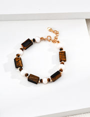 Mayite Tiger Eye Pearl Bracelet – Vintage Gold Old Money Style Gemstone Jewelry for Women