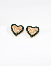 Mayite Red Heart Enamel Stud Earrings – Vintage Gold French Romantic Jewelry Gift for Women