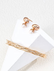 Mayite Minimalist Pearl Drop Stud Earrings – Vintage Gold Sterling Silver Everyday Elegant Jewelry