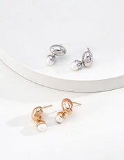 Mayite Minimalist Pearl Drop Stud Earrings – Vintage Gold Sterling Silver Everyday Elegant Jewelry