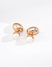 Mayite Minimalist Pearl Drop Stud Earrings – Vintage Gold Sterling Silver Everyday Elegant Jewelry