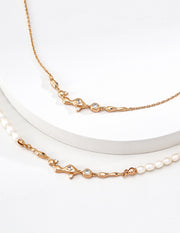 Mayite Celestial Pearl Necklace – Dainty Starry Zircon Necklace Vintage Gold Dreamy Jewelry for Women