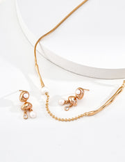 Mayite Pearl Drop Earrings in Sterling Silver – Vintage Gold Zircon Dangle Earrings for Women